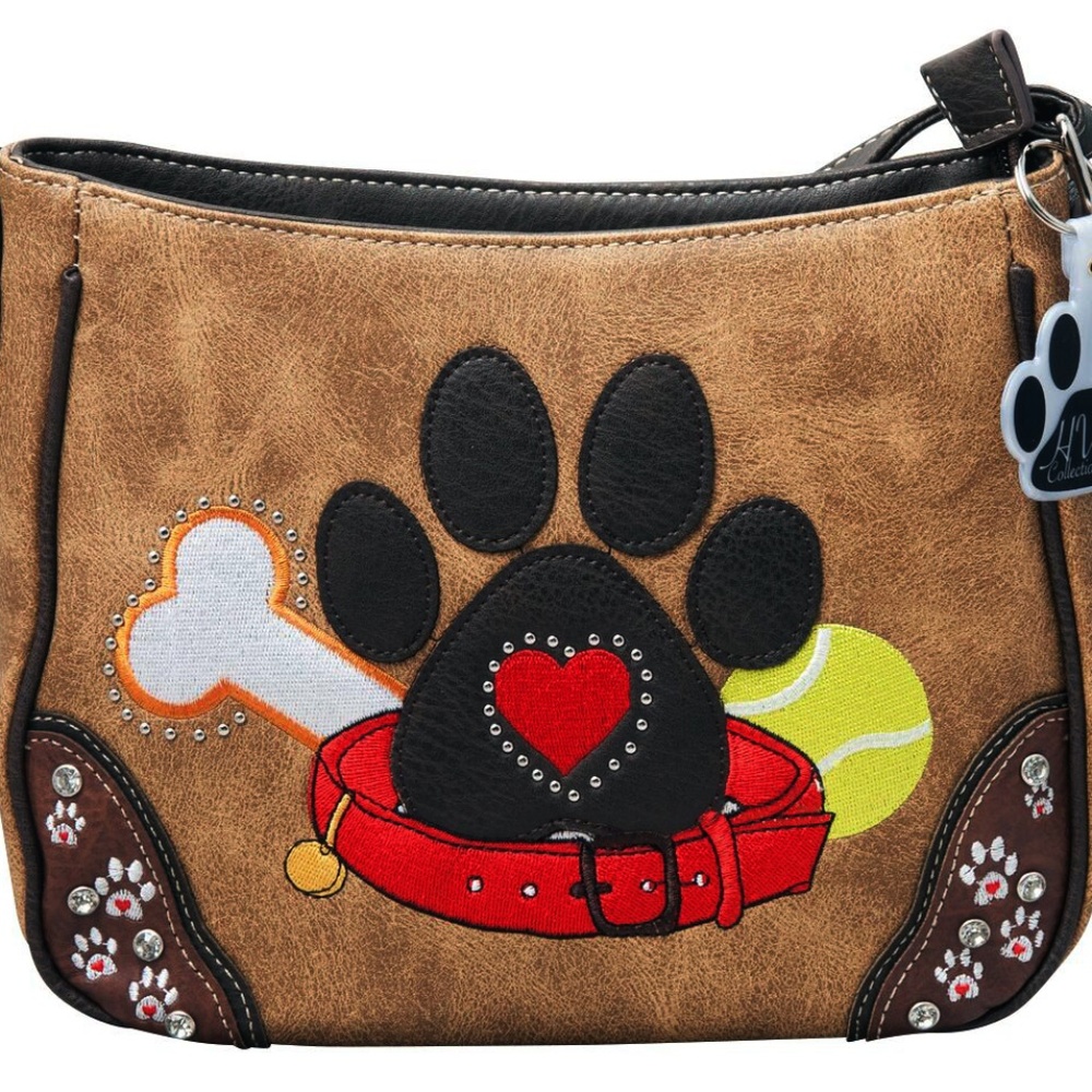 Dog Paw Print Crossbody Purse Bag Women Western Style Pet Mom Lovers Gift
